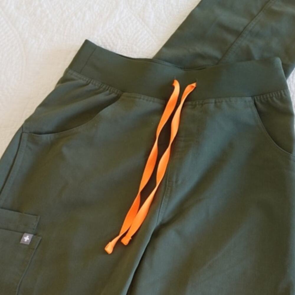 Figs Olive Green Track Pants ST with Orange Drawstring